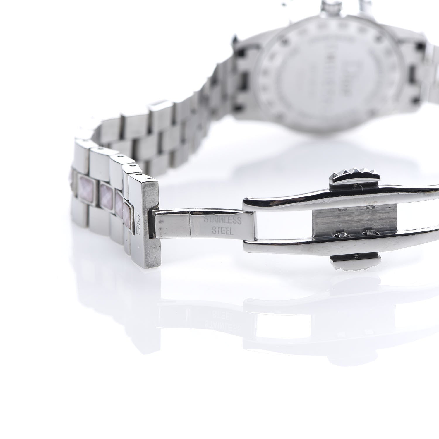 Christian Dior Stainless Steel Sapphire Pink Mother of Pearl 29mm Christal Quartz Watch 4 of 7