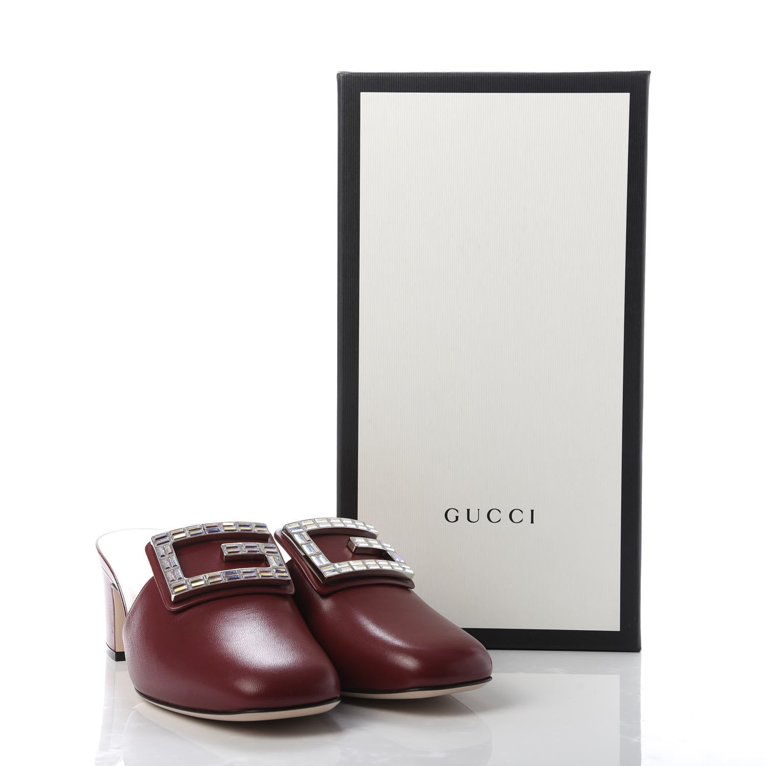 Gucci Malaga Kid Crystal Square G Madelyn Mules 38.5 Romantic Cerise 10 of 11