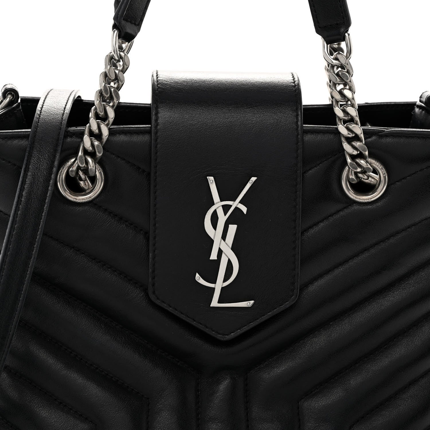 Saint Laurent Calfskin Y Quilted Monogram Small Loulou Shopper Black 8 of 11