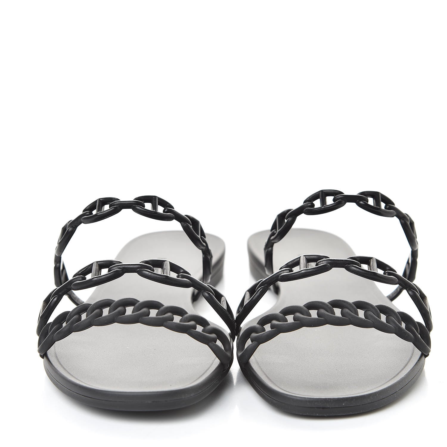 Hermes Rubber Chaine d'Ancre Rivage Sandals 39 Black 2 of 7