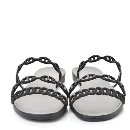 Hermes Rubber Chaine d'Ancre Rivage Sandals 39 Black 2 of 7