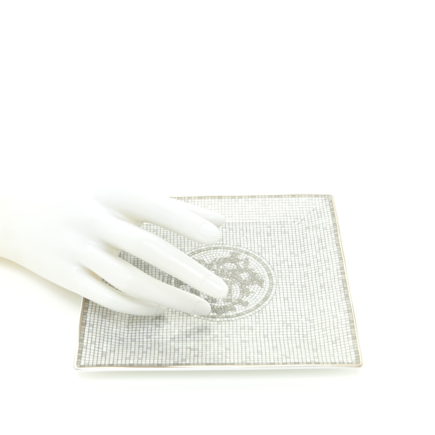 Hermes Porcelain Mosaique Au 24 Platinum Square Plate N°3 2 of 6