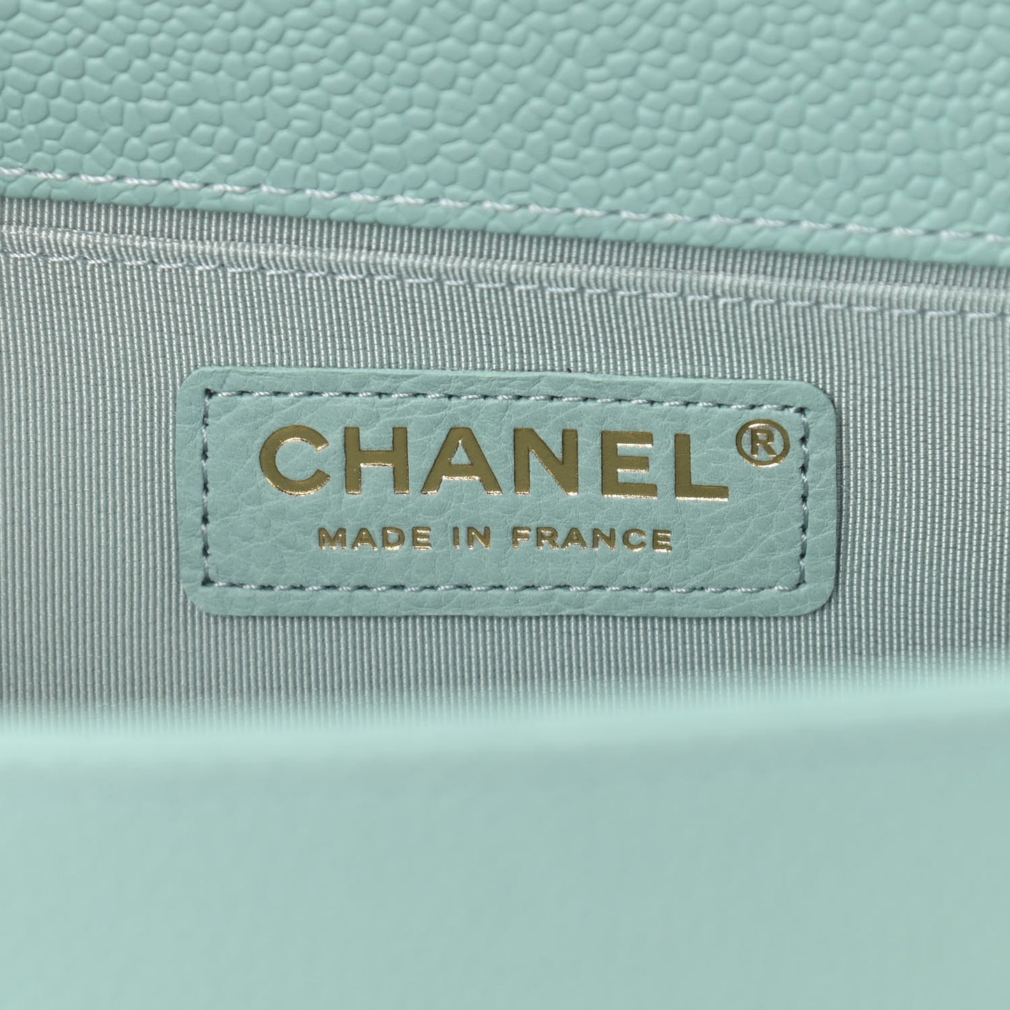 Caviar Quilted Medium Boy Flap Light Blue