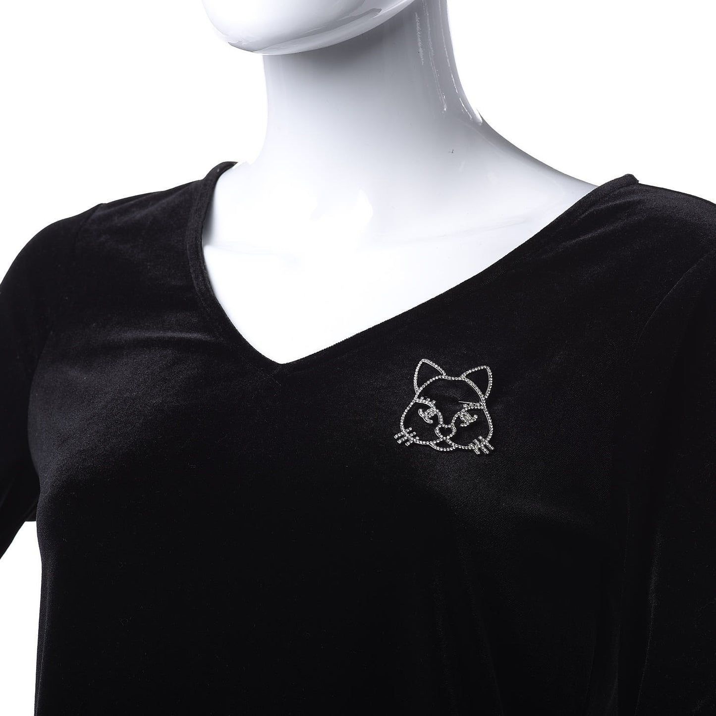 Strass Crystal Emoji Choupette Cat Brooch Silver