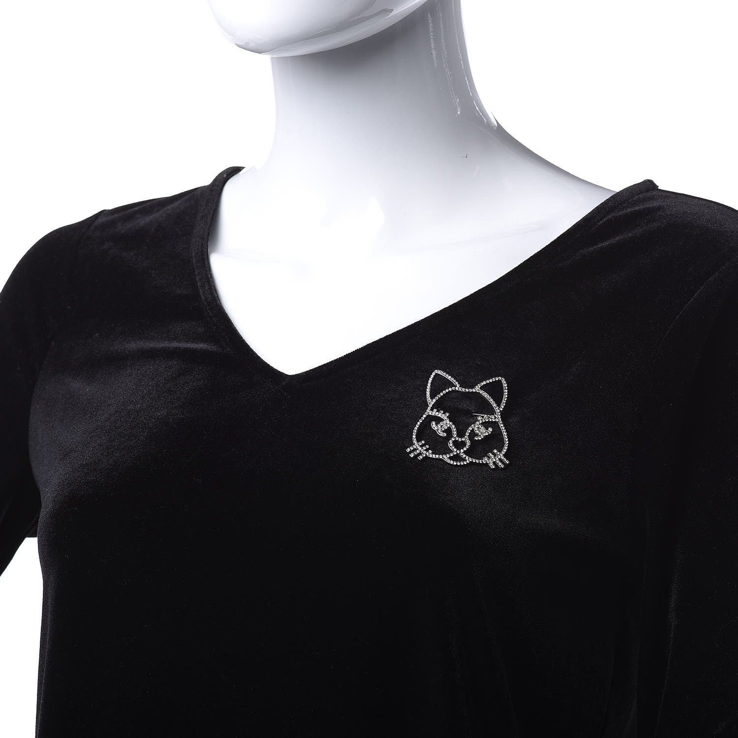 Chanel Strass Crystal Emoji Choupette Cat Brooch Silver 2 of 5