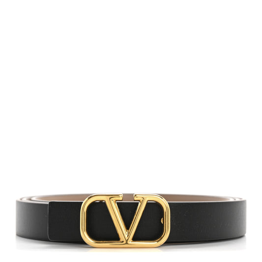 Glossy Calfskin VLogo Reversible 20mm Belt 100 40 Smokey Beige Black