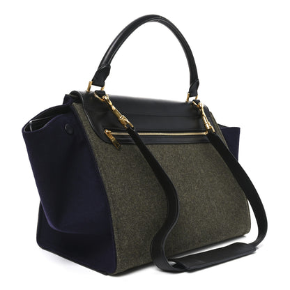 Celine Smooth Calfskin Felt Medium Trapeze Khaki 3 of 8