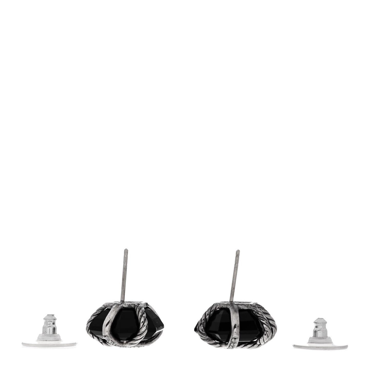 Sterling Silver Diamond Black Onyx 14mm Cable Wrap Earrings