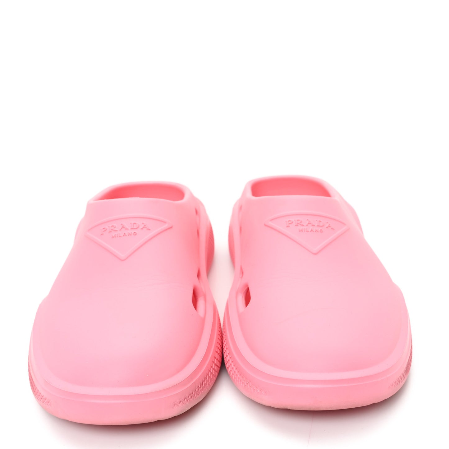 Soft Mellow Rubber Triangle Logo Embossed Womens 25mm Mules 38 Begonia