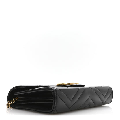 Gucci Calfskin Matelasse GG Marmont Chain Wallet Black 4 of 11