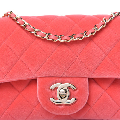 Chanel Velvet Quilted Mini Rectangular Pearl Crush Flap Coral 10 of 11