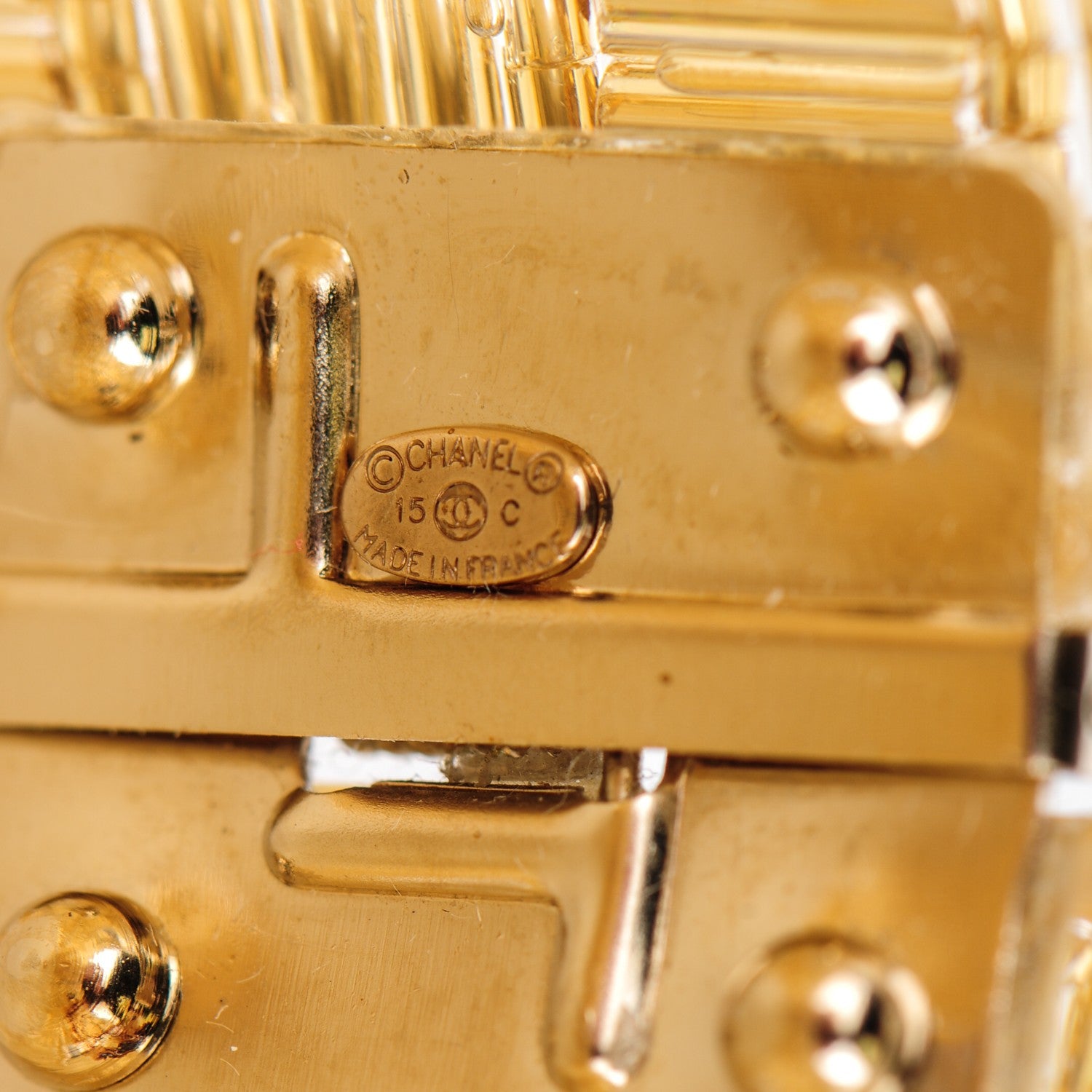 Chanel Lucite Beaded CC Cuff Gold 5 of 5