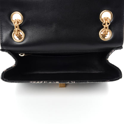 Chanel Calfskin Crocodile Embossed Graffiti 2.55 Mini Cocodile Reissue Flap Black Pink 5 of 10
