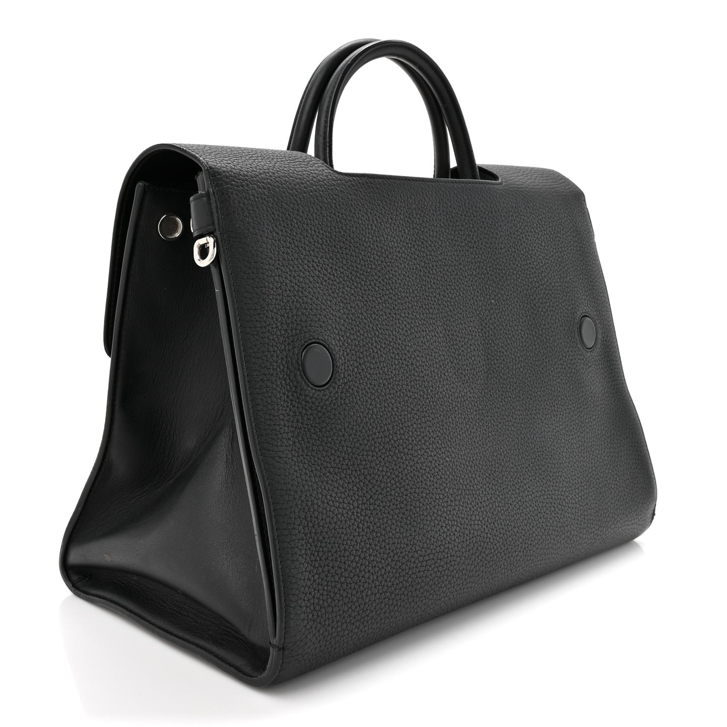 Grained Calfskin Large Diorever Flap Black