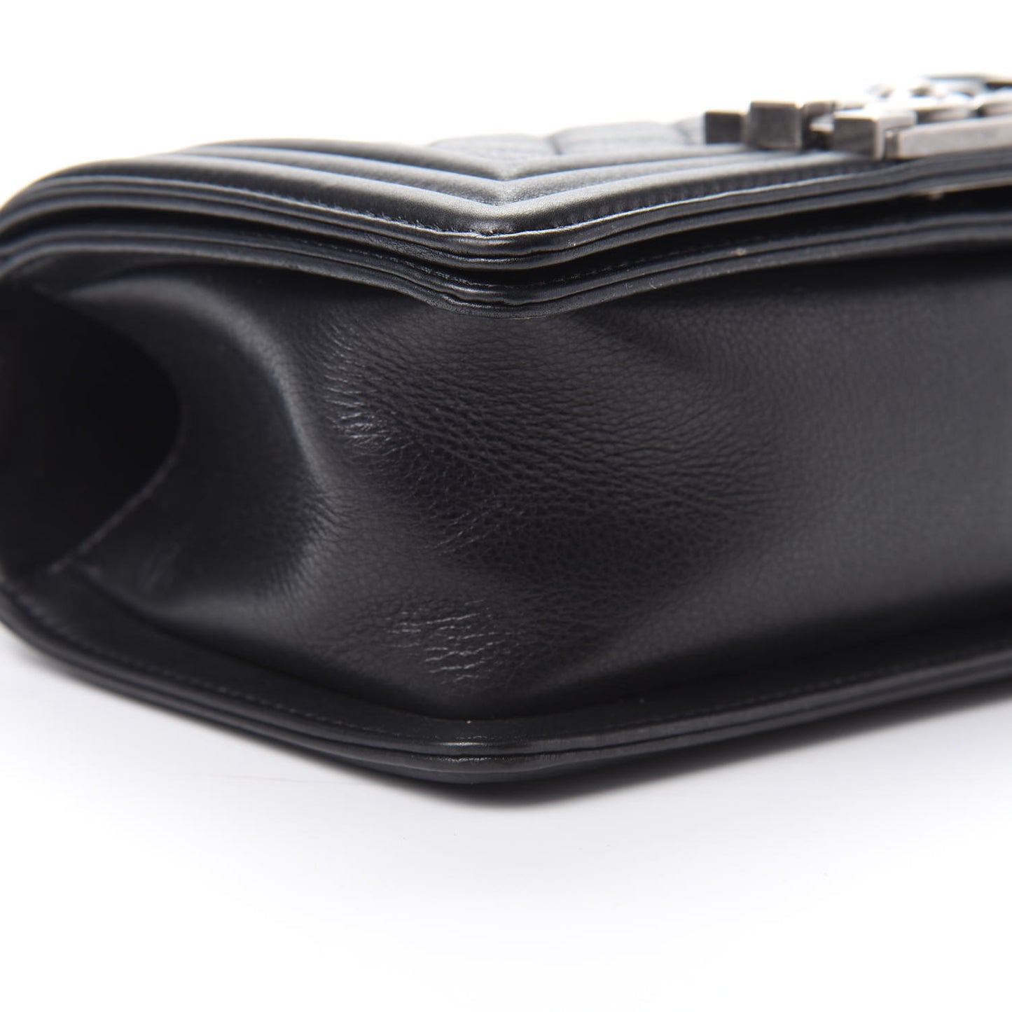 Calfskin Quilted Small Boy Flap Black
