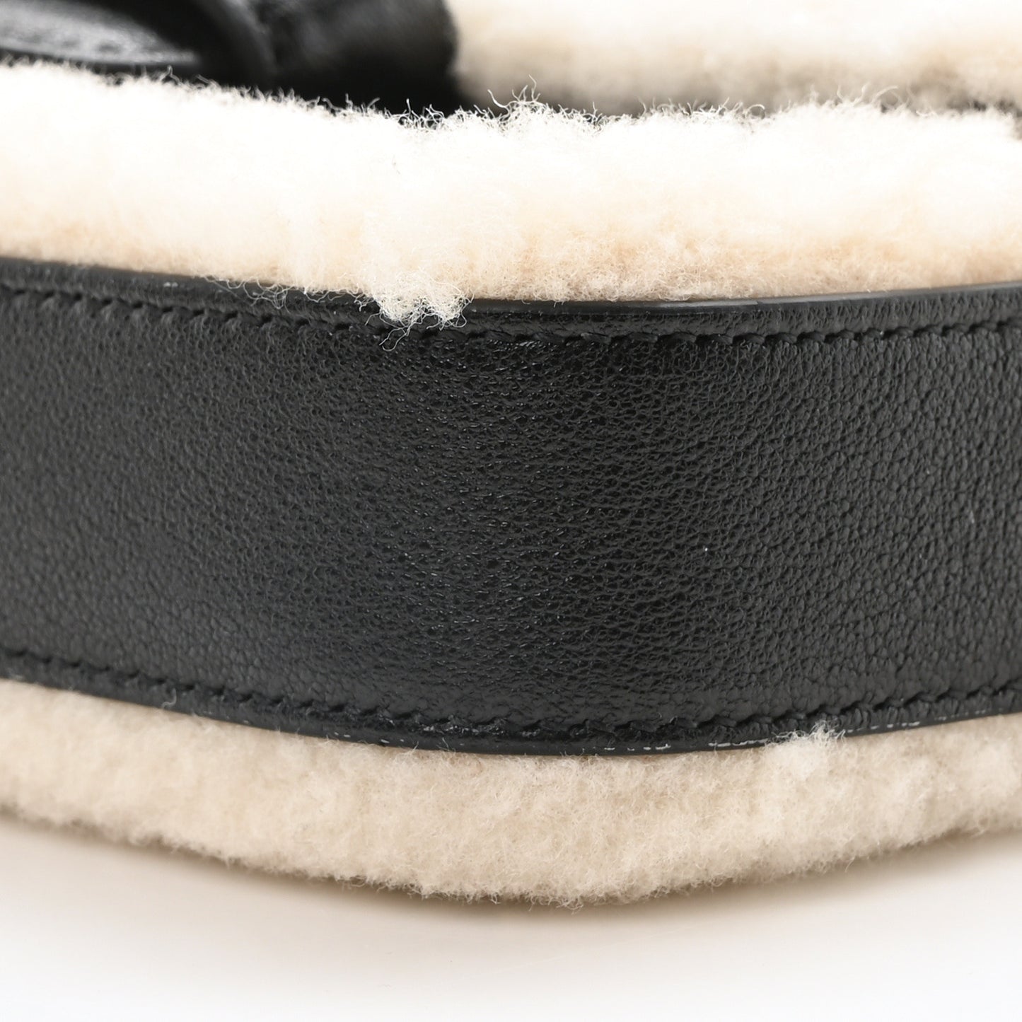 Sakai Be Green Calfskin Shearling Mini Horsebit 1955 Shoulder Bag Black