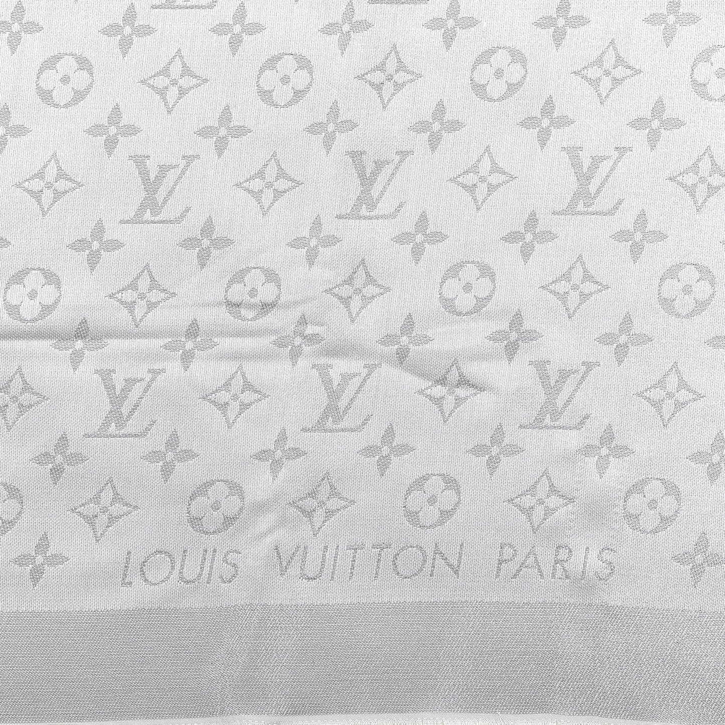Silk Lurex Wool Monogram Shine Shawl Grey