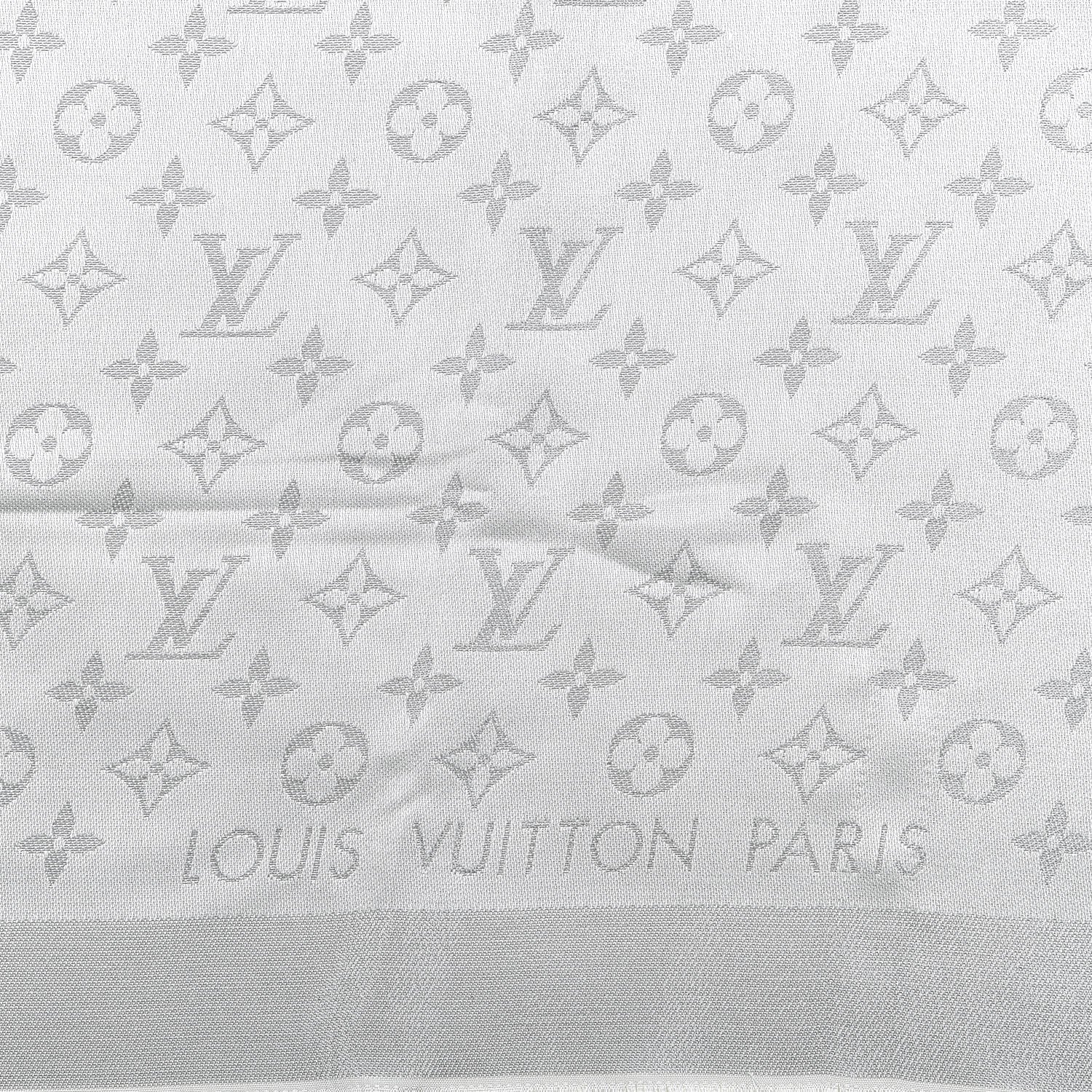 Louis Vuitton Silk Lurex Wool Monogram Shine Shawl Grey 2 of 3