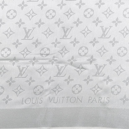 Louis Vuitton Silk Lurex Wool Monogram Shine Shawl Grey 2 of 3
