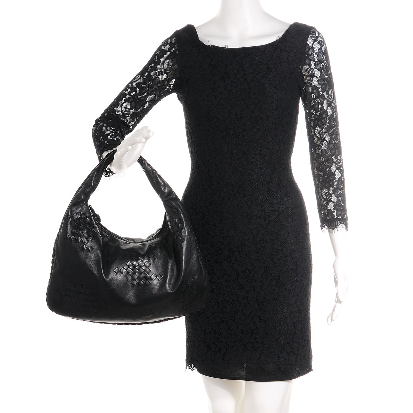 Nappa Intrecciato Medium Veneta Hobo Black