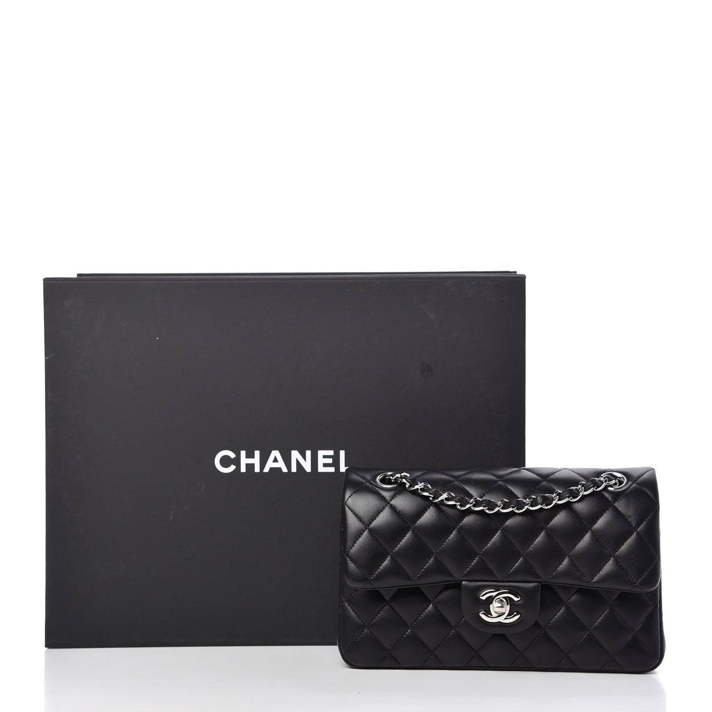 Lambskin Quilted Small Double Flap Black