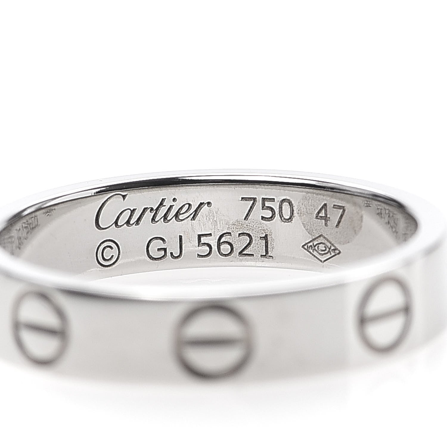 Cartier 18K White Gold 3.5mm LOVE Wedding Band Ring 47 4 4 of 5