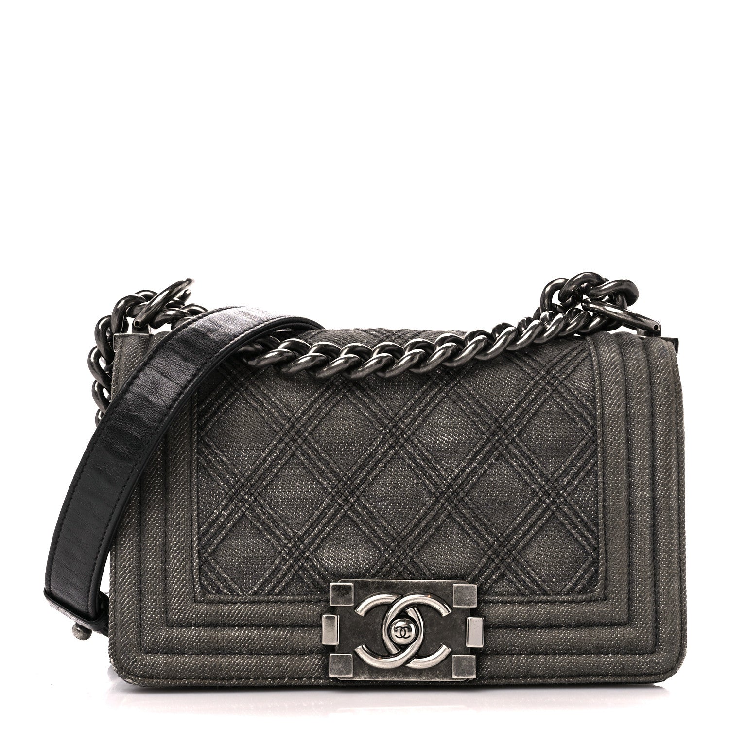 Chanel Denim Quilted Small Boy Flap Black 1 of 10