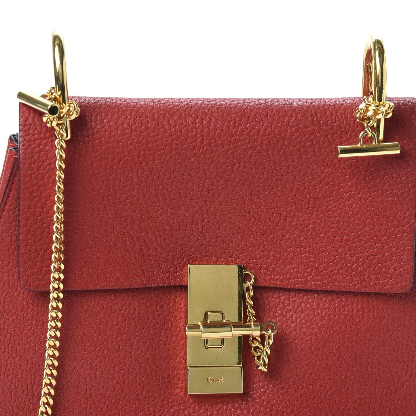 Grained Lambskin Drew Shoulder Bag Plaid Red