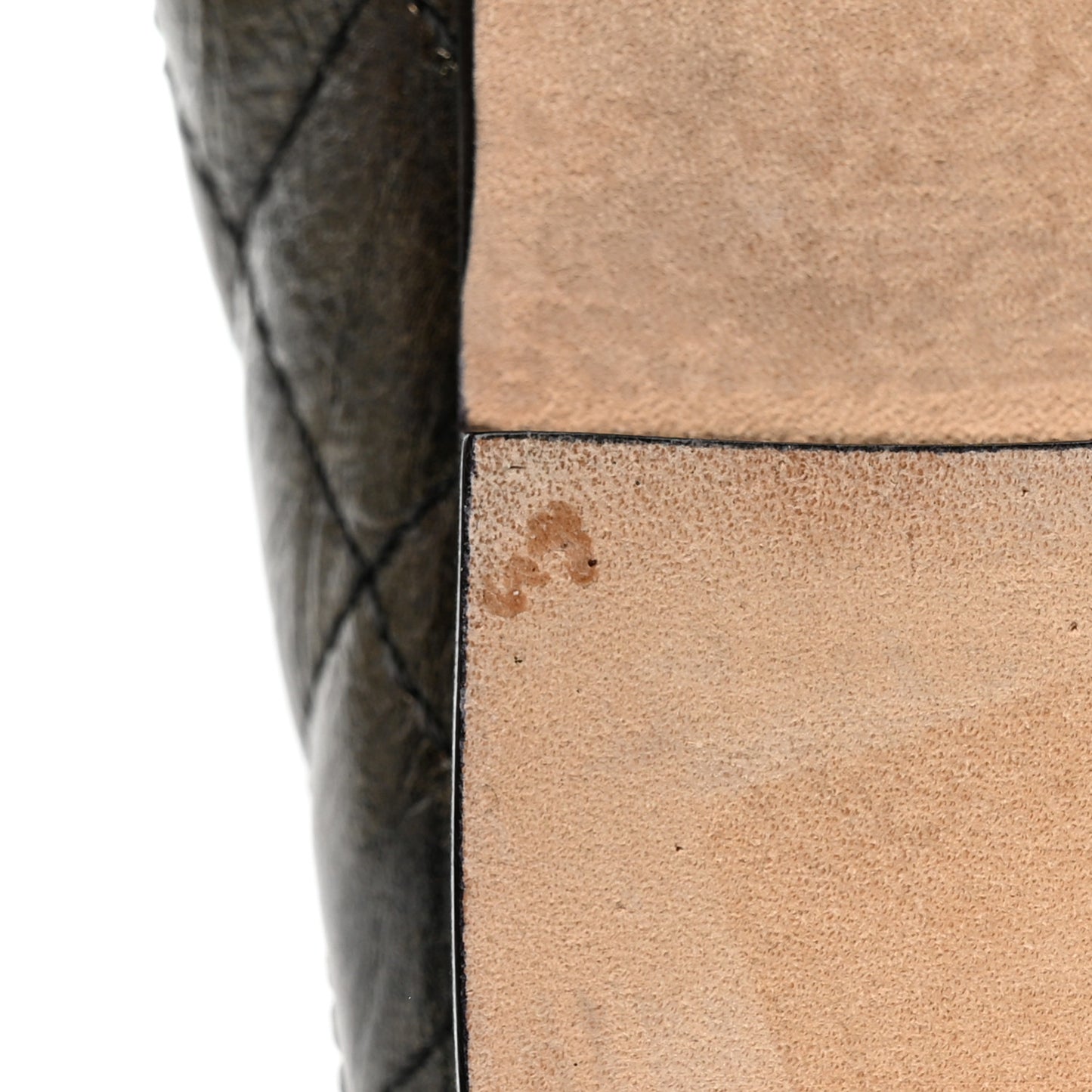 Metallic Aged Calfskin Quilted CC Cap Toe Ballerina Flats 36.5 Dark Brown