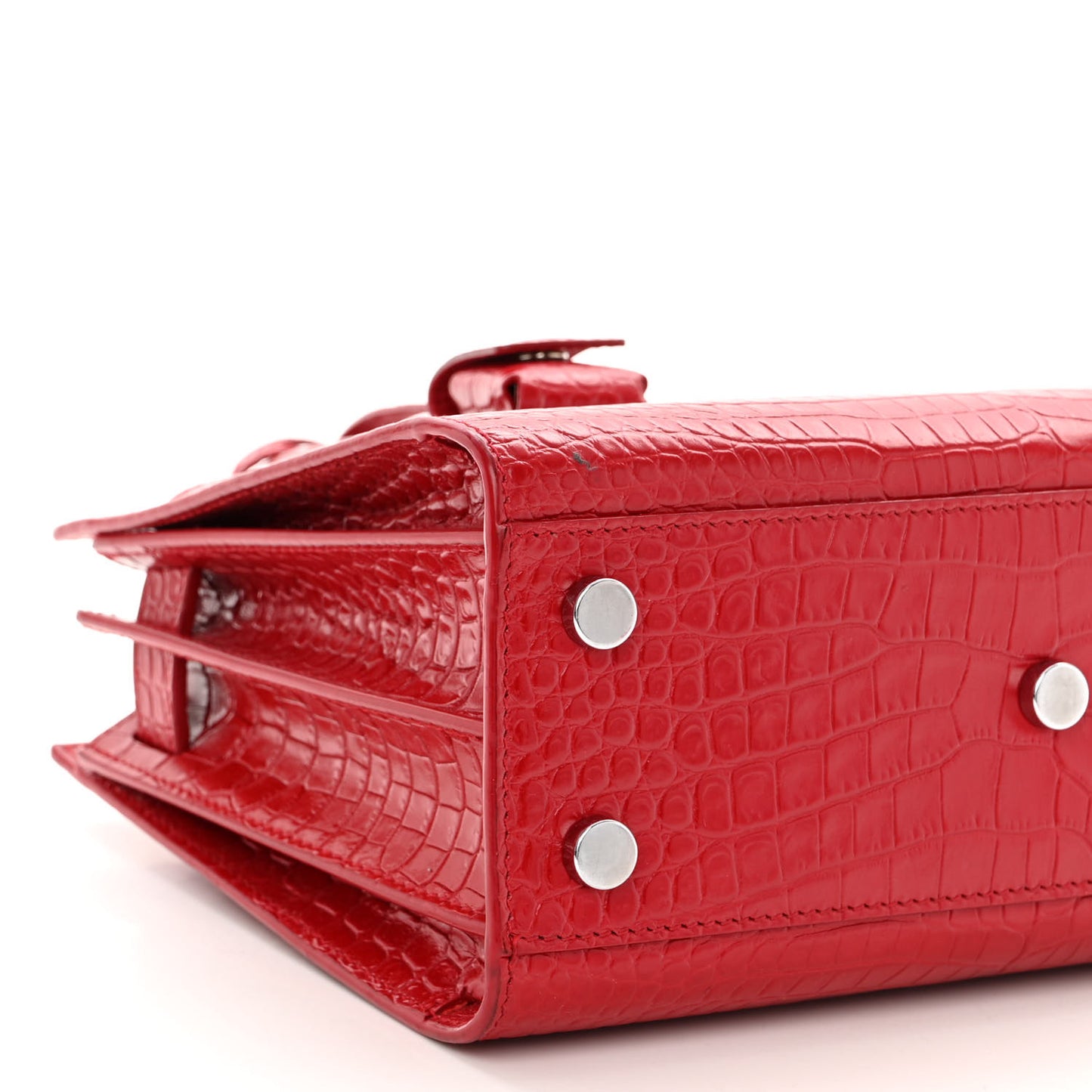 Calfskin Crocodile Embossed Nano Sac De Jour Red