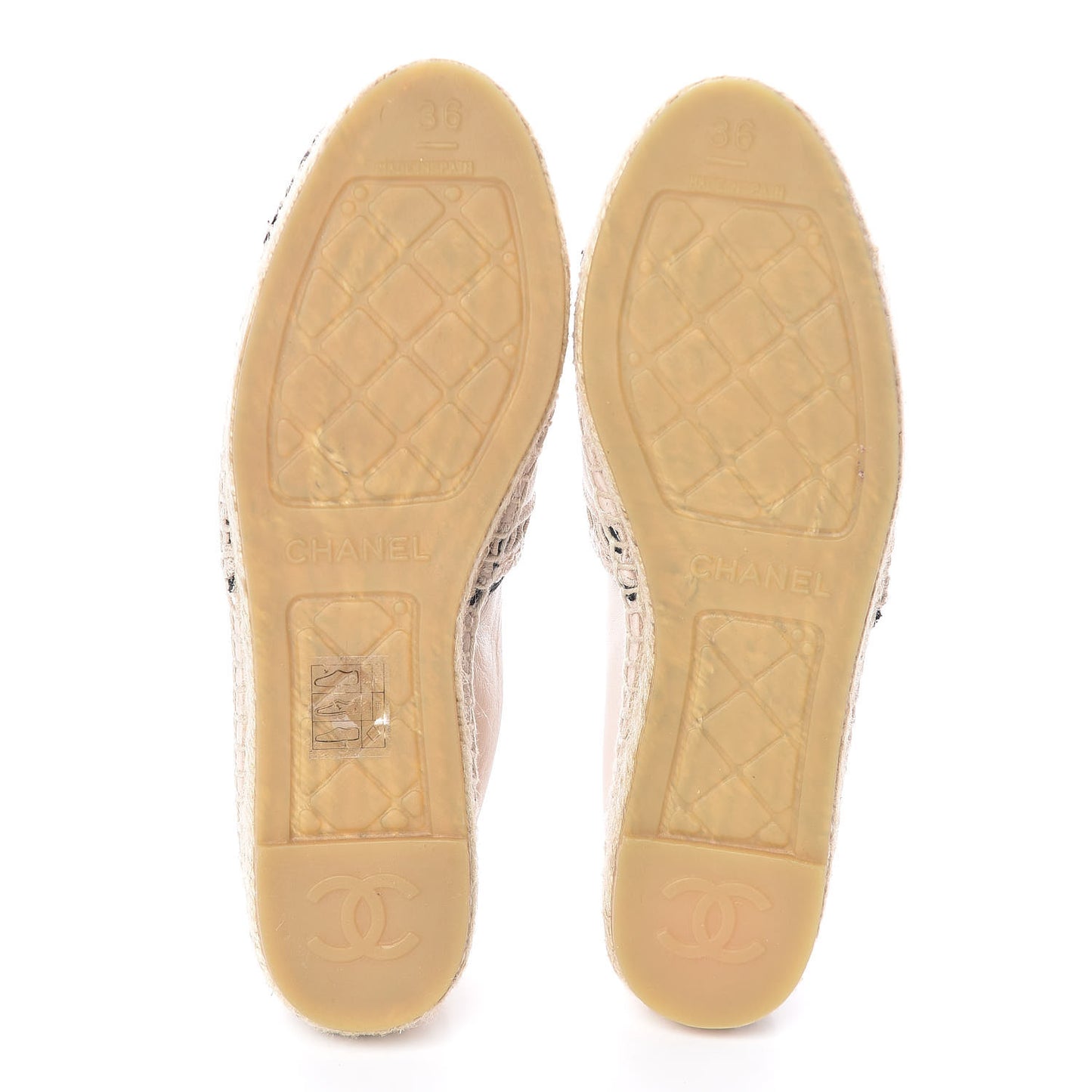 Lambskin CC Espadrilles 36 Beige Black