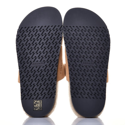Hermes Suede Goatskin Woolskin Womens Chypre Sandals 38 Golden Beige 5 of 9