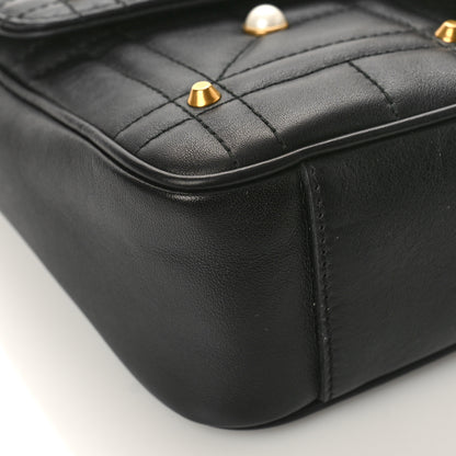 Gucci Calfskin Matelasse Studded Small Pearly GG Marmont Shoulder Bag Black 8 of 10