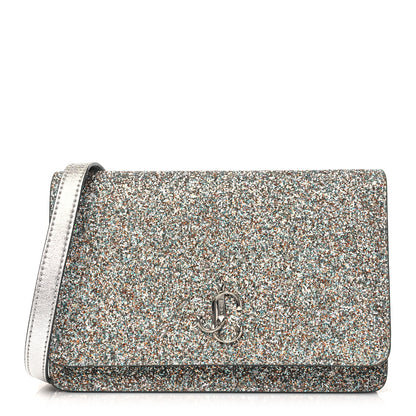 Jimmy Choo Glitter Palace Wallet On Chain Silver Multicolor 1 of 11