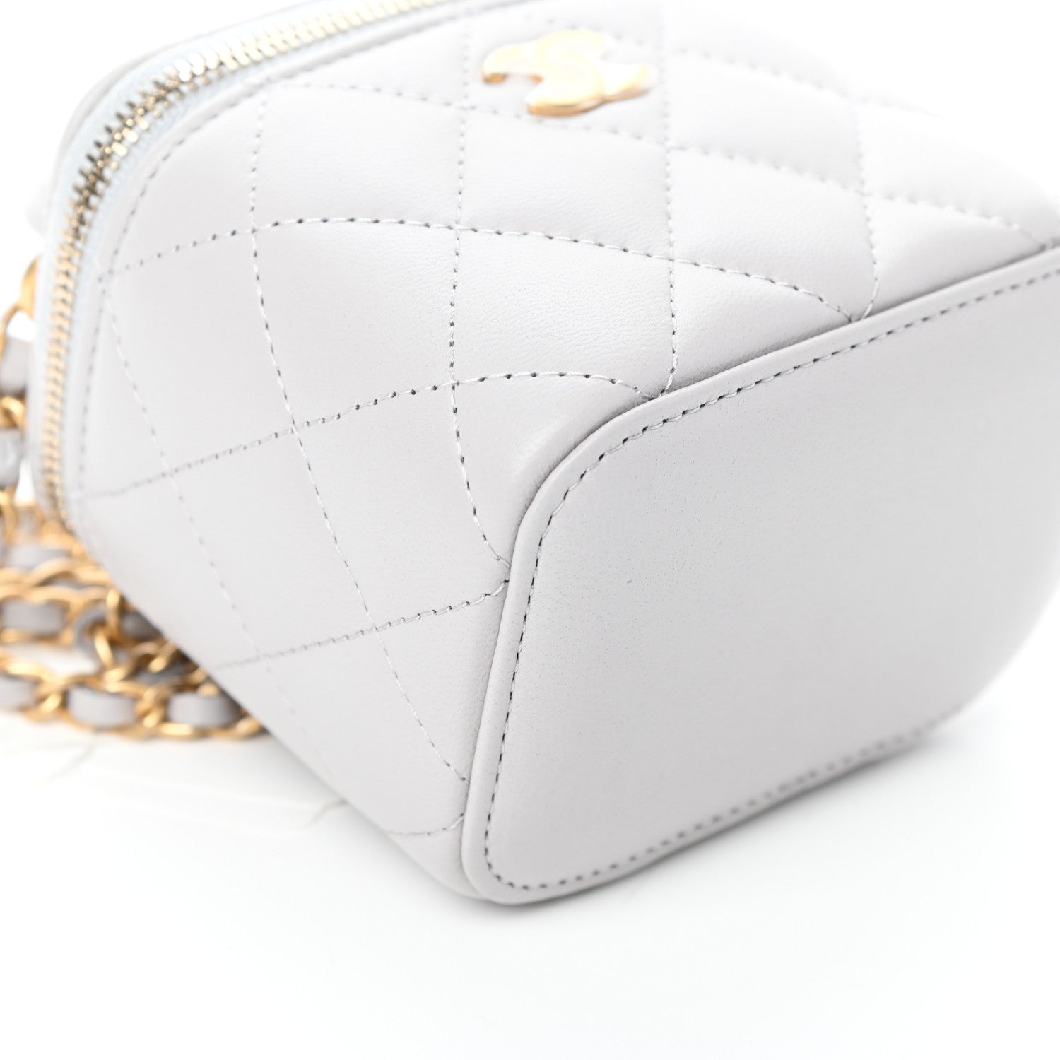 Chanel Lambskin Quilted Top Handle Mini Vanity Case With Chain Grey 8 of 9