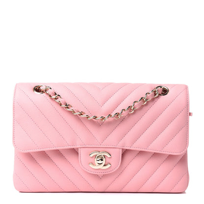 Chanel Caviar Chevron Quilted Small Double Flap Pink 1 of 12