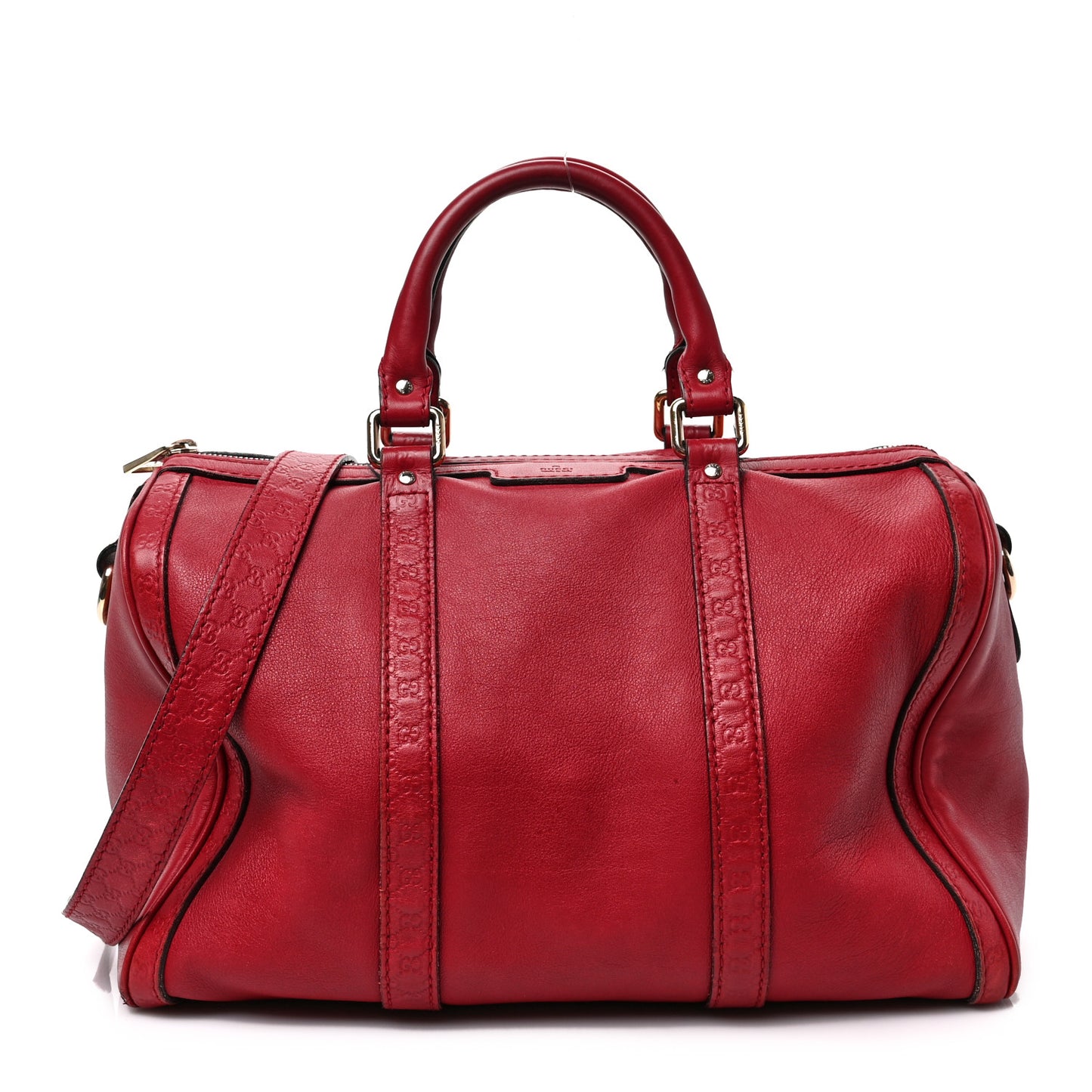 Calfskin Microguccissima Trim Medium Boston Raspberry Red