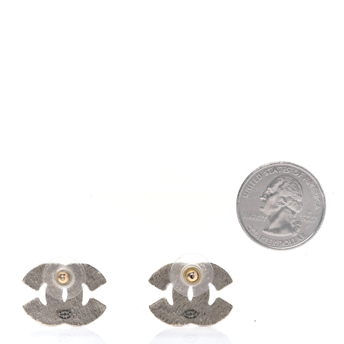 Enamel CC Earrings Gold Light Gold