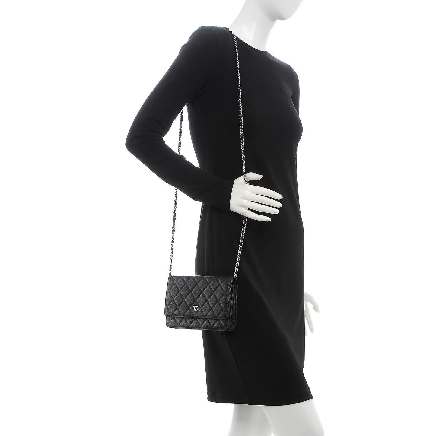 Caviar Quilted Wallet On Chain WOC Black