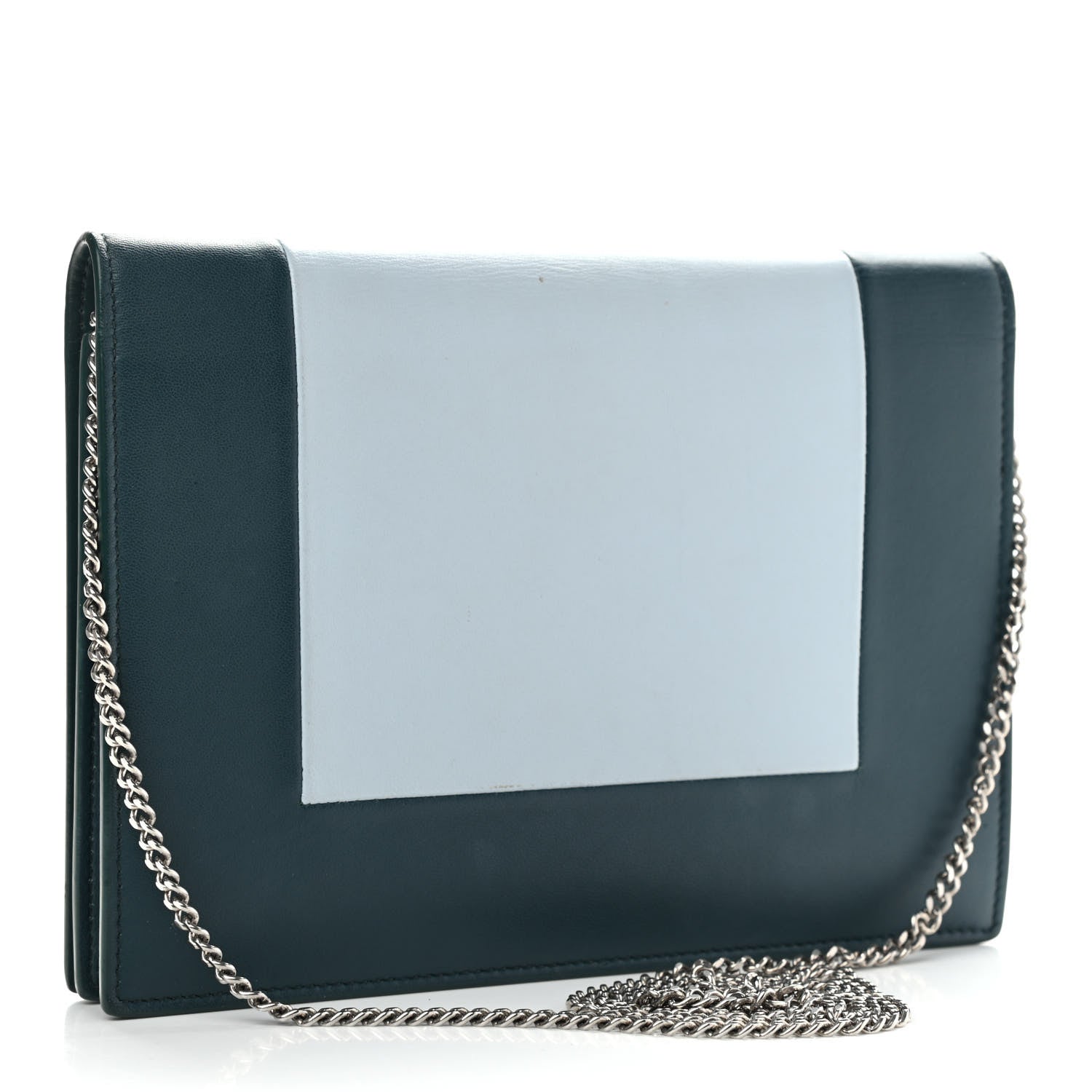 Celine Smooth Lambskin Frame Evening Chain Clutch Mineral Dark Green 3 of 19