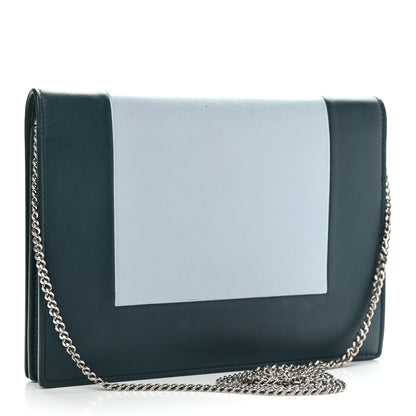 Celine Smooth Lambskin Frame Evening Chain Clutch Mineral Dark Green 3 of 19