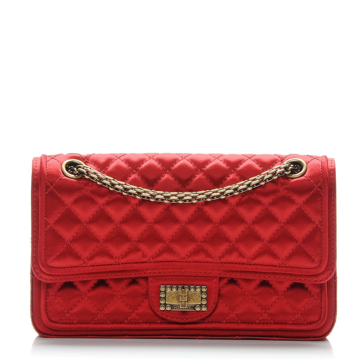 Satin Quilted 2.55 Reissue 225 Double Flap Red