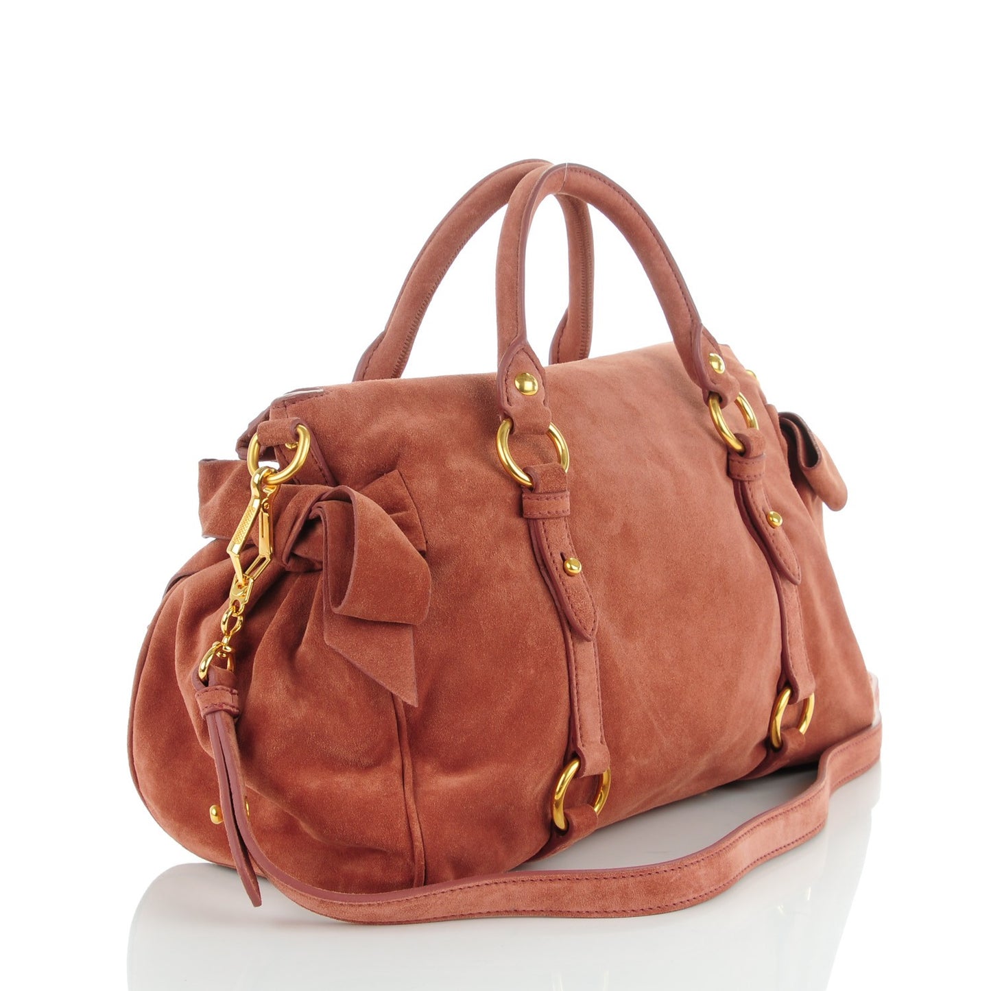 Suede Lux Small Bow Bag Antico