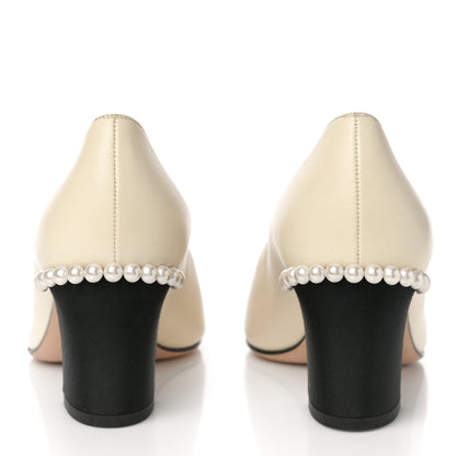 Chanel Lambskin Grosgrain Pearl Cap Toe CC Pumps 39 Ivory Black 6 of 13