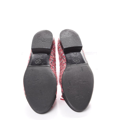 Chanel Tweed Grosgrain Sequin Cap Toe Ballerina Flats 37.5 Pink Black 6 of 11