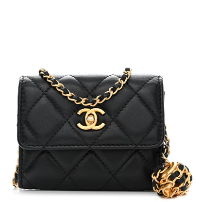 Chanel Lambskin Quilted Pearl Crush Clutch With Chain Black 1 of 12