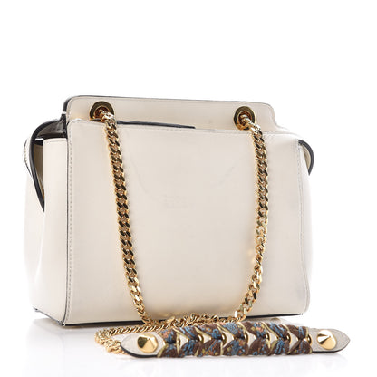 Fendi Vitello Baltico Ribbon Lace Up Floral Small DotCom Click Chain Satchel White Multicolor 4 of 19