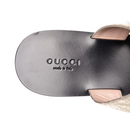 Gucci Nappa Silk Galassia GG Marmont Thong Flat Sandals 37.5 Platino 12 of 14