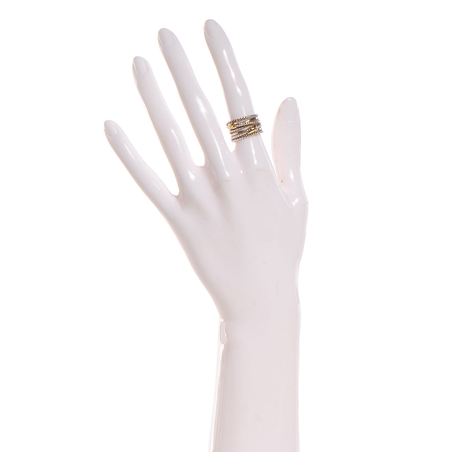 Sterling Silver 18k Yellow Gold Double X Crossover Ring 5.5