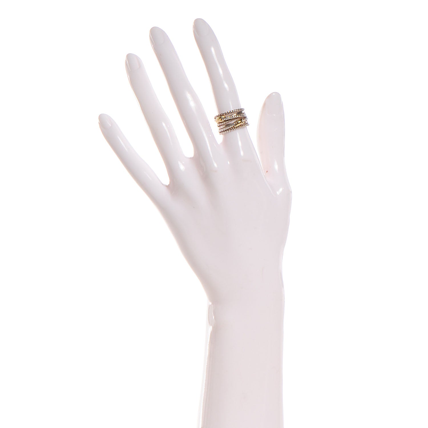 David Yurman Sterling Silver 18k Yellow Gold Double X Crossover Ring 5.5 2 of 5